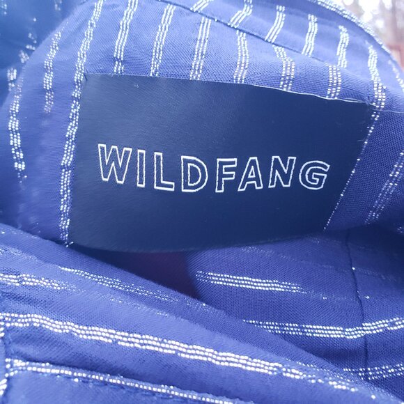 Wild Fang Empower Shirt Dress Navy Lurex Stripe Short Sleeve Collar Xlarge - Picture 7 of 7